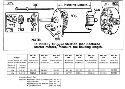 Electric Starter Diagram and Parts List for 251412-0194-XX  Briggs and Stratton Engine